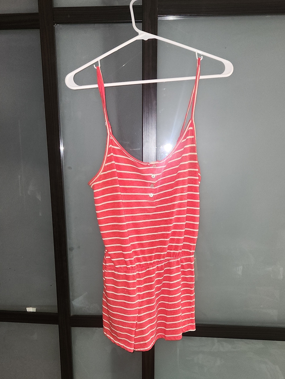 Striped Red & White -Accent Romper -